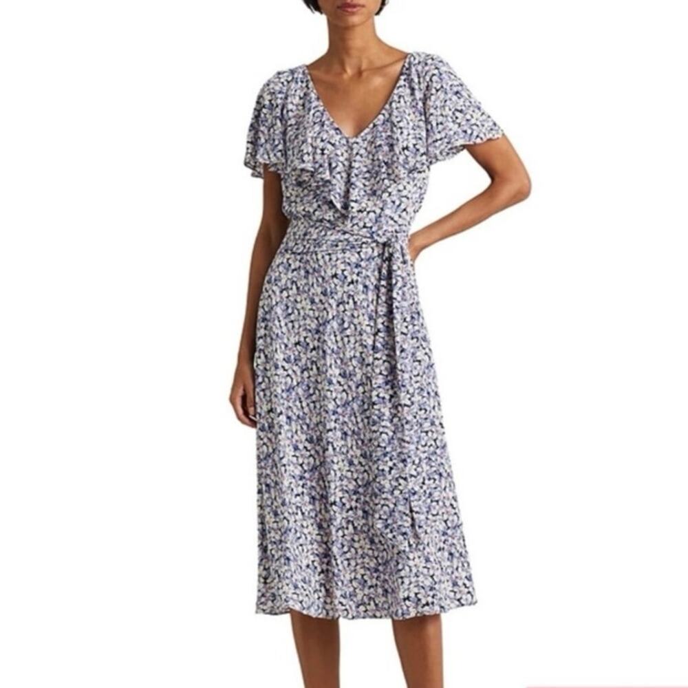NEW Lauren Ralph Lauren LRL Size 10 Bubble Crepe Dress Floral Print Midi